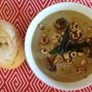 Celeriac, cannellini and porcini mushroom soup.