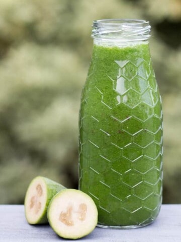 Feijoa and apple green smoothie.