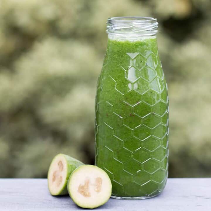 Feijoa and apple green smoothie.