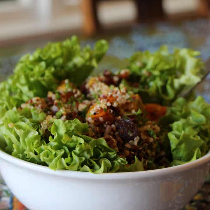 Za'atar spiced pumpkin and quinoa salad.