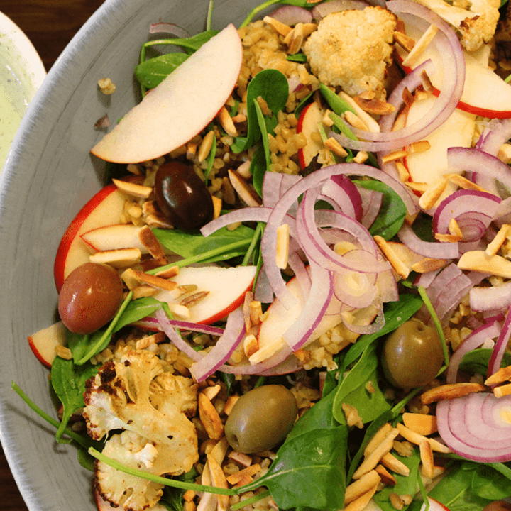 Freekeh and roast cauliflower salad.