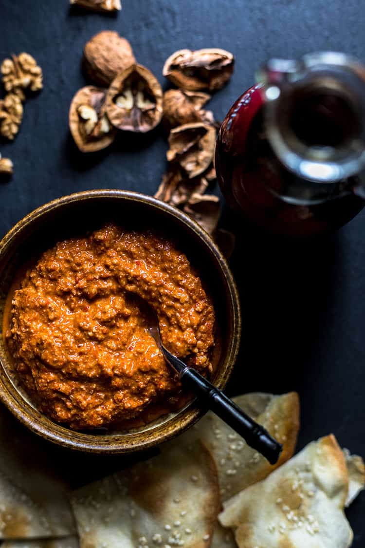 Muhammara - red pepper and walnut dip (vegan and gluten free). 