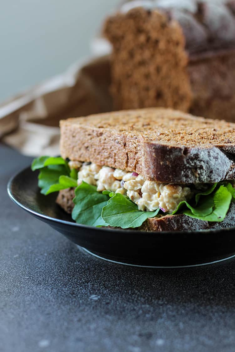 Chickpea salad sandwich. 