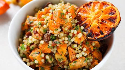 couscous salad with orange dressing Pearl Couscous Salad with Delicata Squash and Orange Dressing