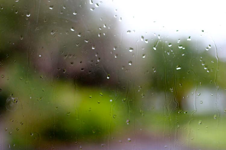 Rainy day, rain drops on the window. 
