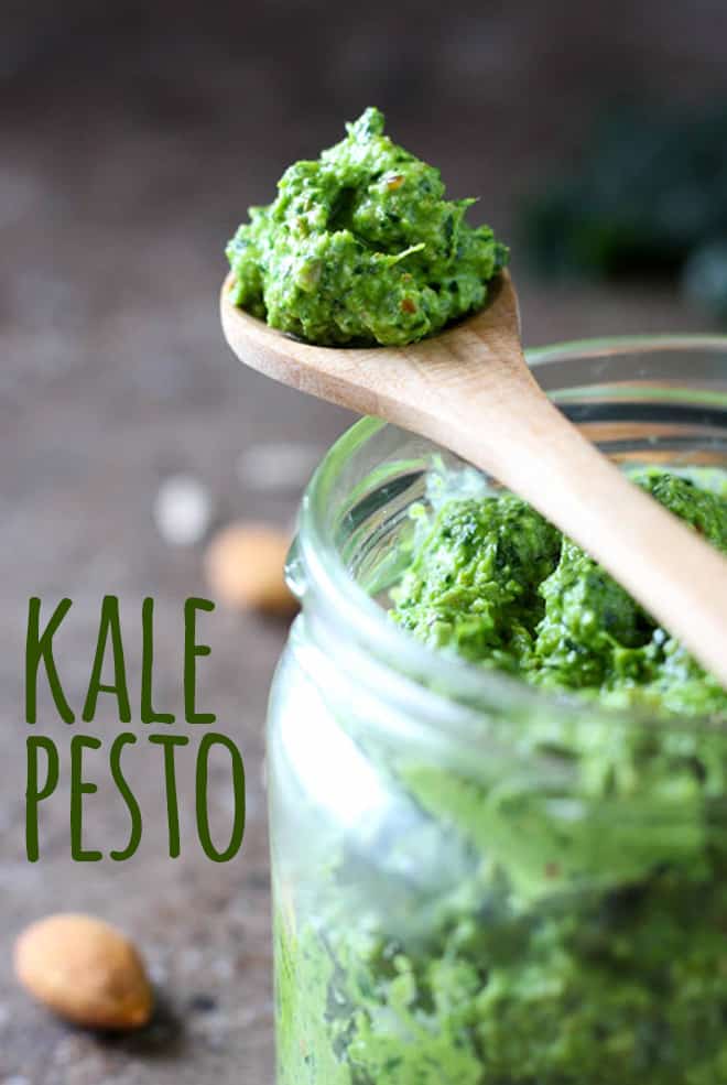 Pungent, garlicky kale, almond and sunflower seed pesto is perfect with pasta, pizza or your favourite roast veg.