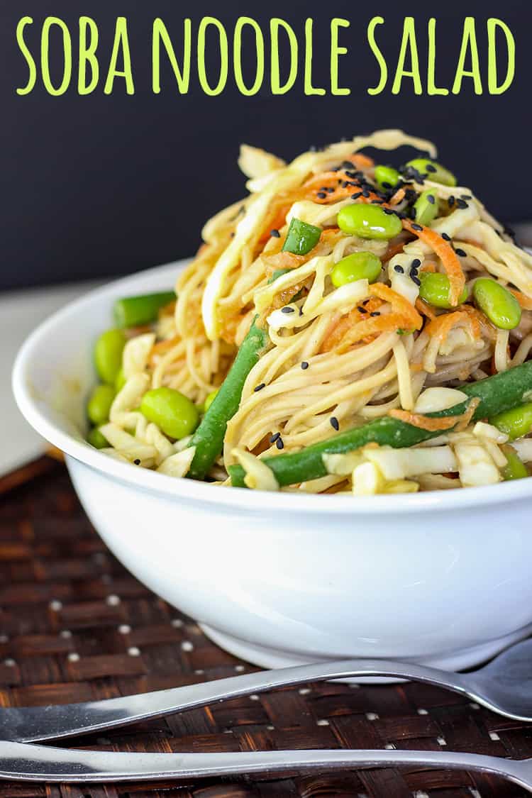 A simple and refreshing cold soba noodle salad with a flavour packed miso and tahini dressing.