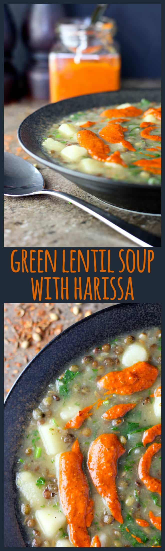 Cheap, simple ingredients treated with a little love and given a lift with spicy harissa create a delicious soup which is hearty and healthy.