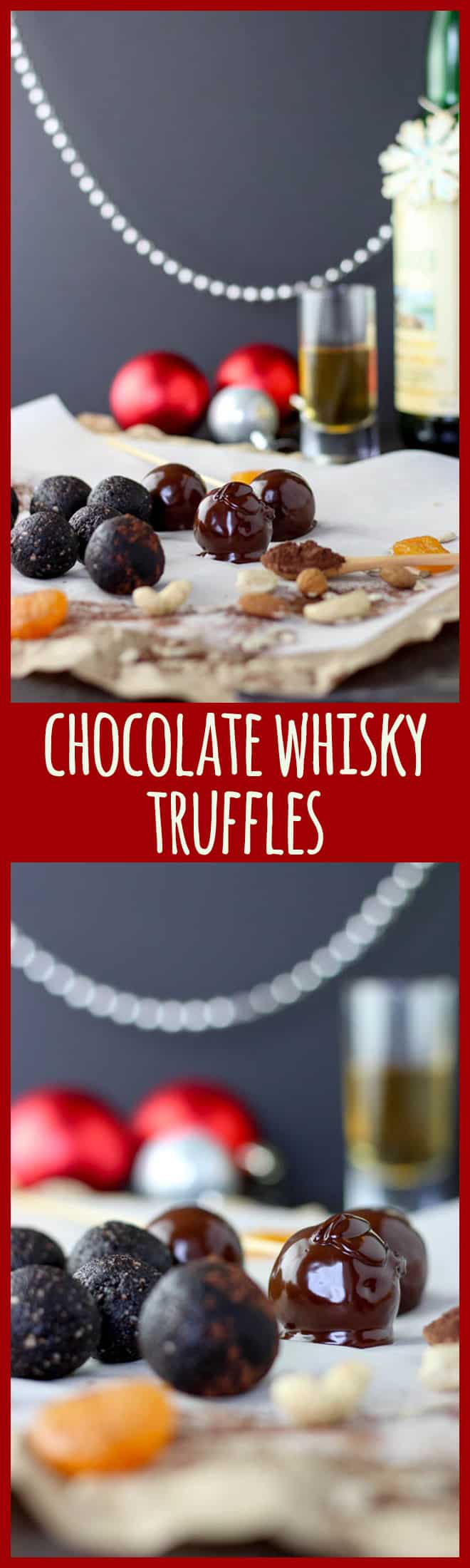 These truffles are Decadent with capital D. Dark and chocolatey, moist and very adult with the flavour of a good single malt whisky running through them. Just what Santa ordered.