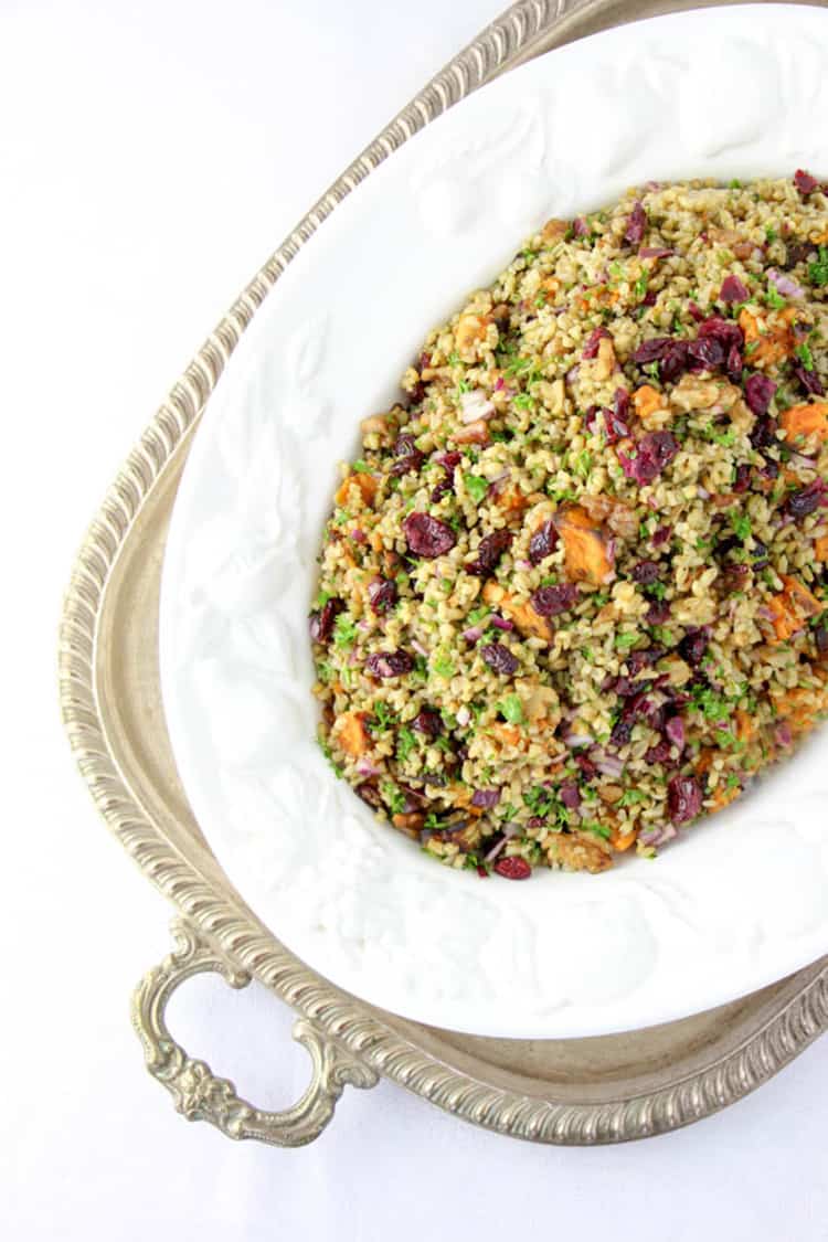 Freekeh, sweet potato and cranberry salad.