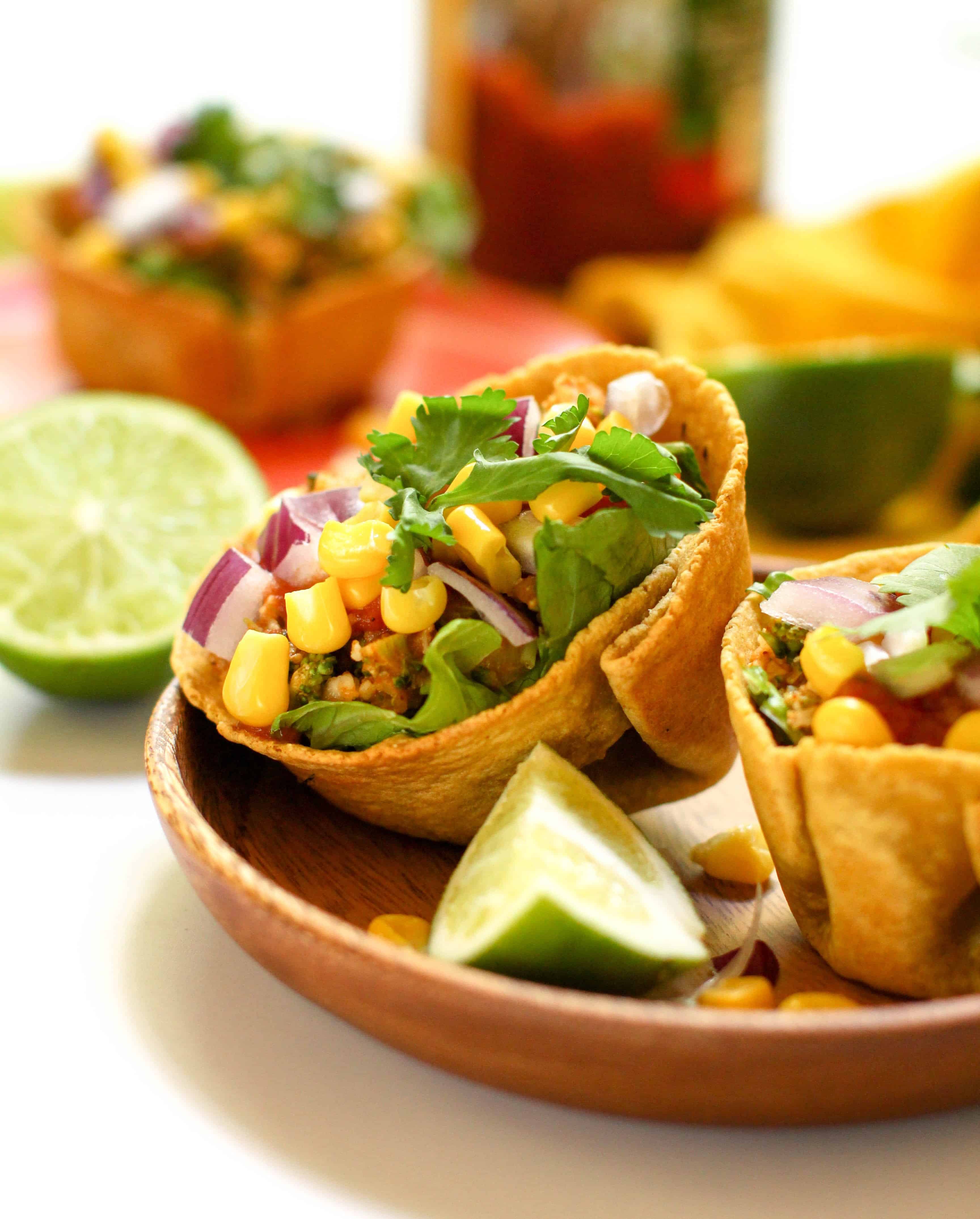 Vegan taco salad cups. 