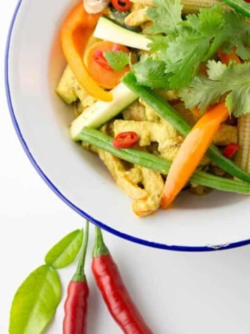 Sunshine curry - a Thai style vegetable curry with a sunflower seed based sauce.
