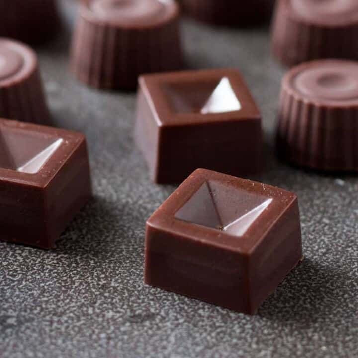 Salted date caramel raw vegan chocolates.