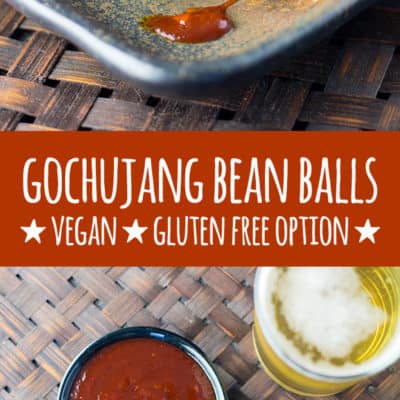 Gochujang is the star of the show in this full on, flavour packed, Korean style take on vegan meat balls made with black beans, oats, walnuts and chia seeds. These bean balls are perfect for parties and social gatherings. Gluten free option available.