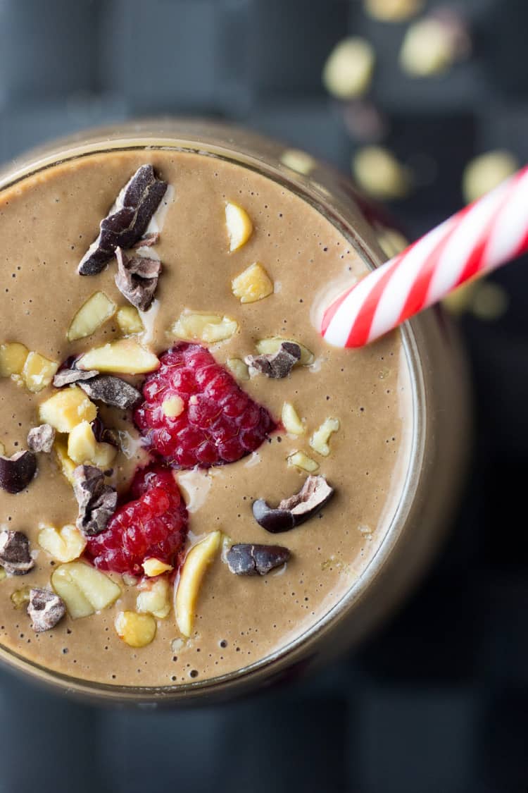 Peanut butter and chia jelly cacao smoothie. 