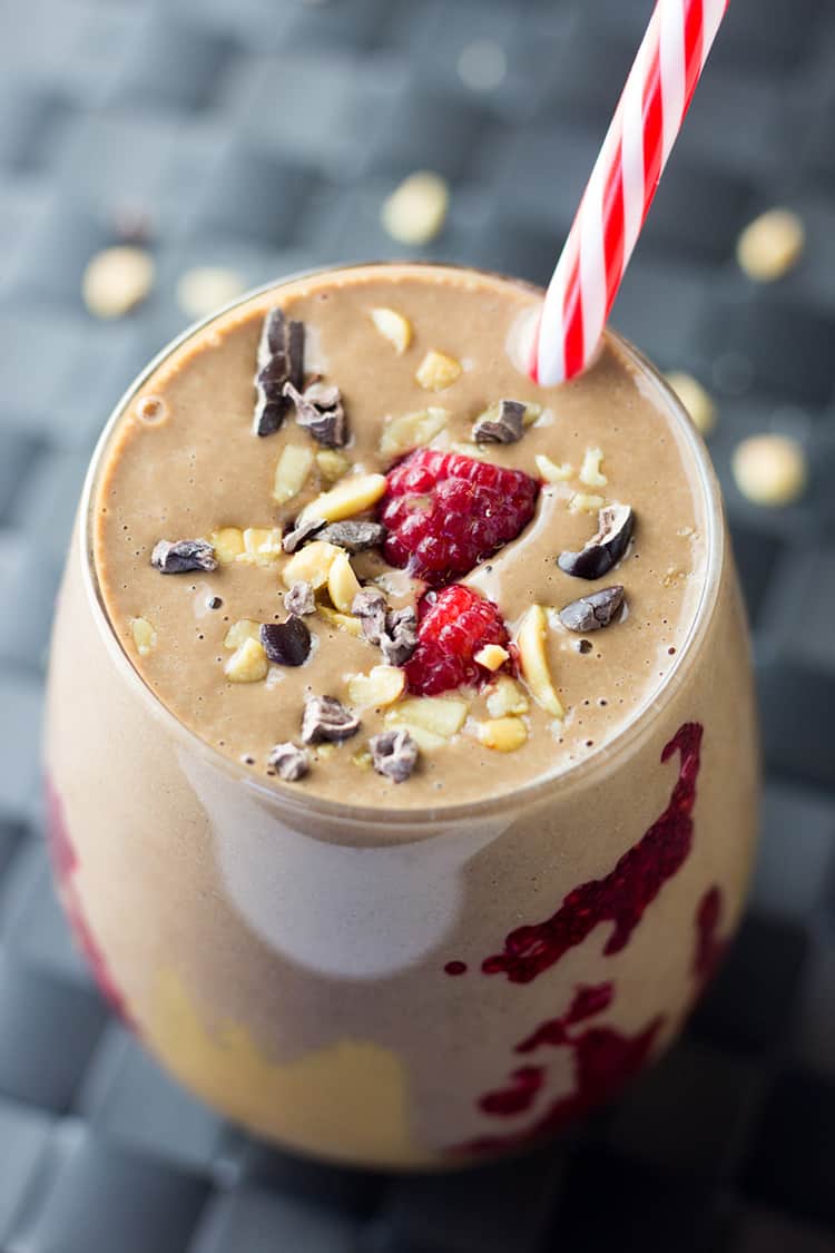 Peanut butter and chia jelly cacao smoothie. 