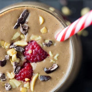 Peanut butter and chia jelly cacao smoothie.