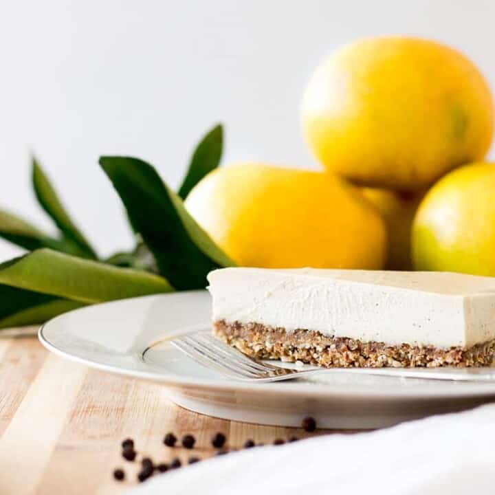 Grapefruit and black pepper vegan cheesecake.