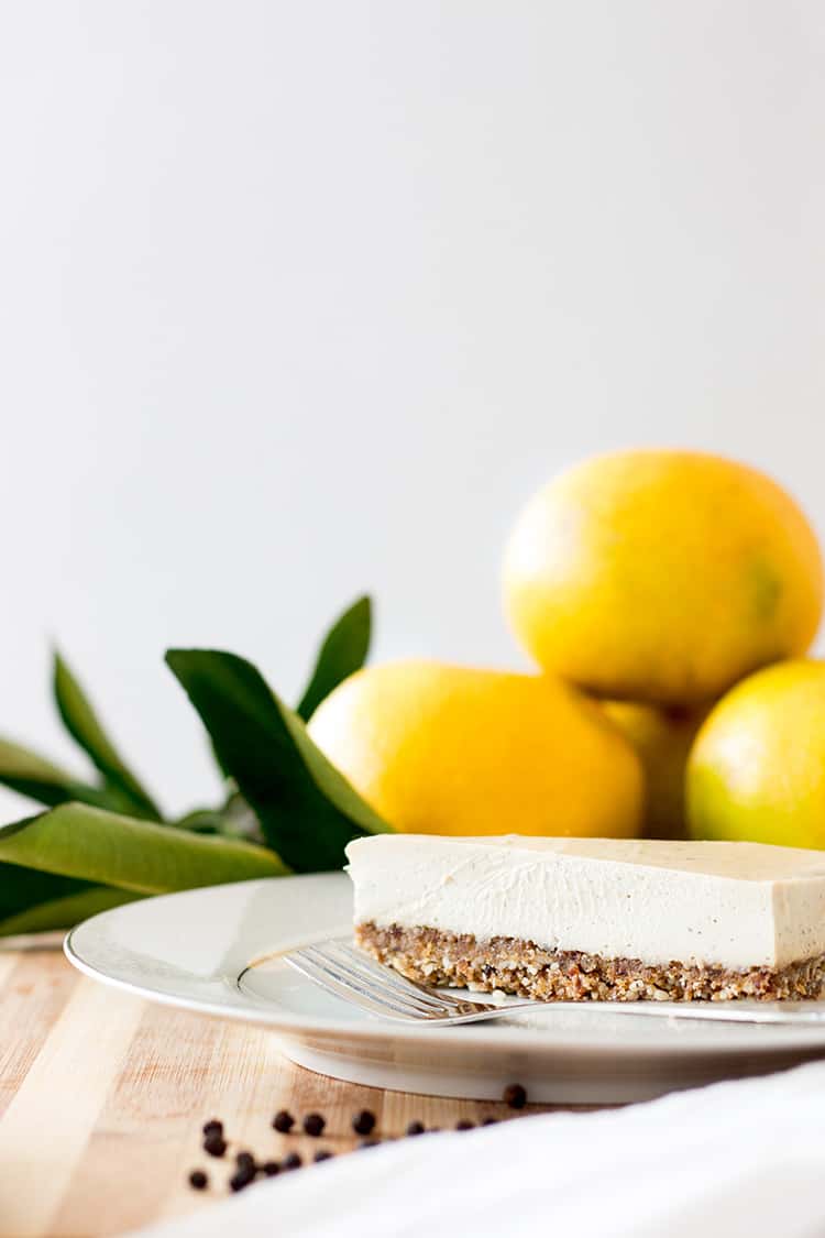 Grapefruit and black pepper vegan cheesecake (gluten free). 