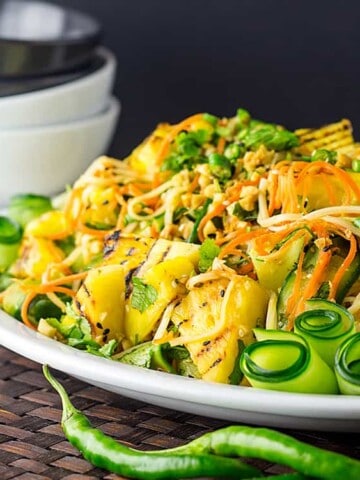 Thai noodle salad with grilled pineapple.