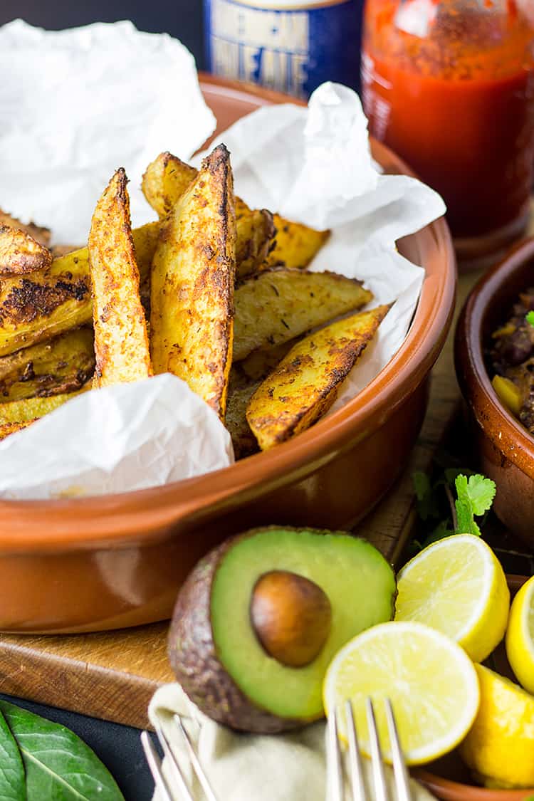 Cajun spiced potato wedges. 