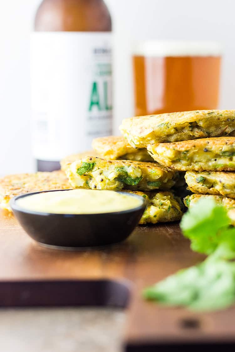 Spiced cauliflower fritters (vegan and gluten free). 