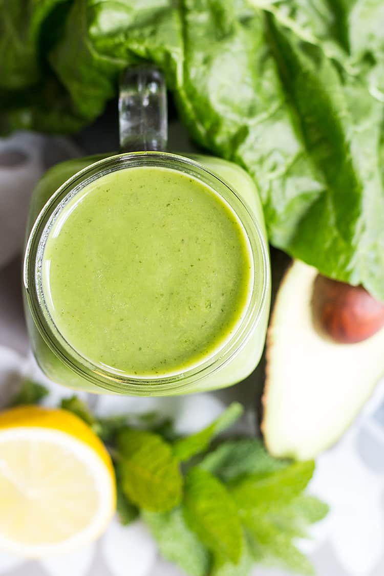 Avocado and mint green smoothie.