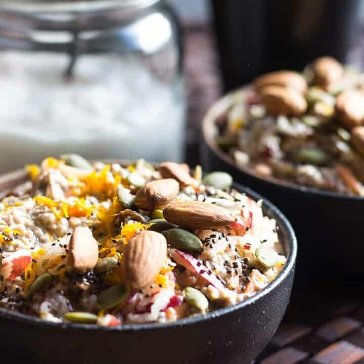 Carrot cake overnight oats (vegan and gluten free).