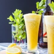 Pineapple and ginger rum cocktail with lime and mint (vegan and gluten free).