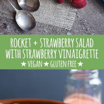 Rocket (arugula), cucumber and strawberry salad with a luscious balsamic strawberry vinaigrette is fresh, light and a celebration of great produce. V + GF.
