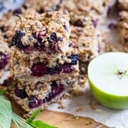 Blackberry, sage and apple oat crumble bars.