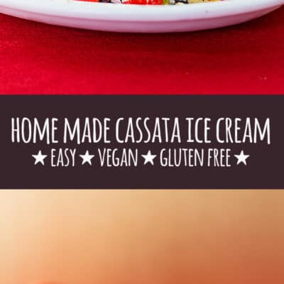 Easy cassata ice cream with Christmas fruits, pistachio nuts and chocolate, made with home made or store bought options for the ice cream.