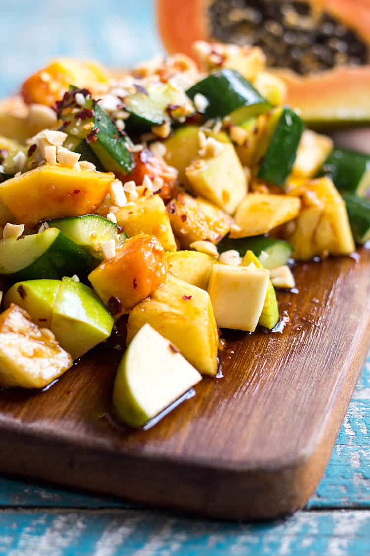 Rojak - Malaysian style spicy fruit salad (vegan).