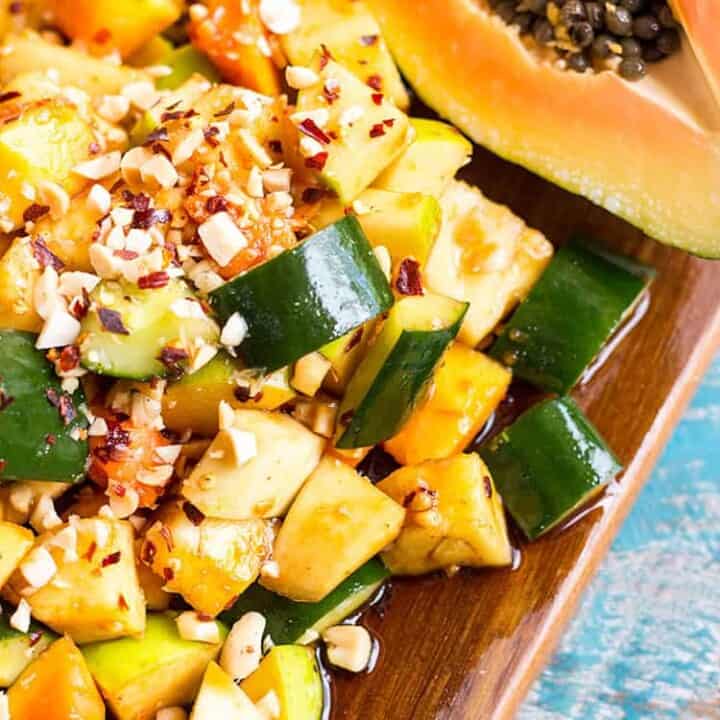 Rojak - Malaysian style spicy fruit salad (vegan).