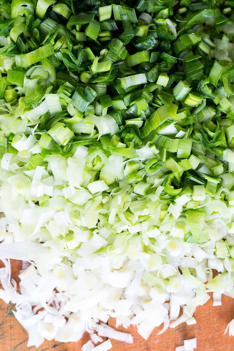 Green ombre: finely chopped leeks.