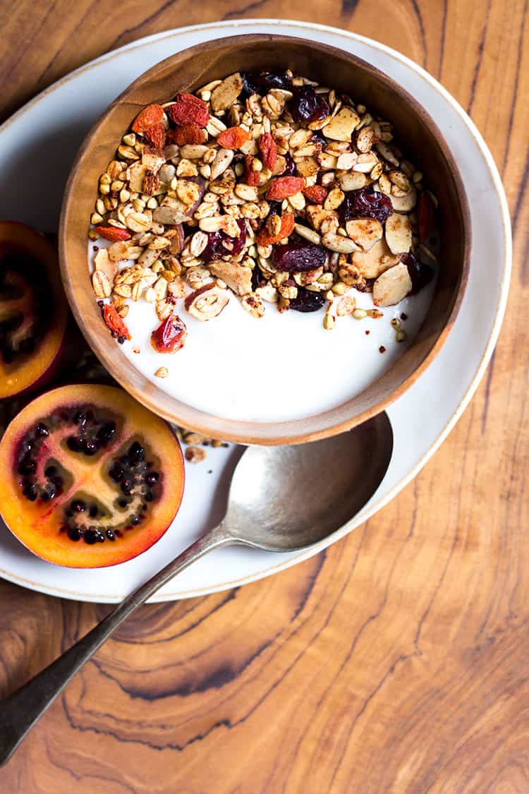 Eat your reds granola with beetroot and berries (vegan and gluten free). 