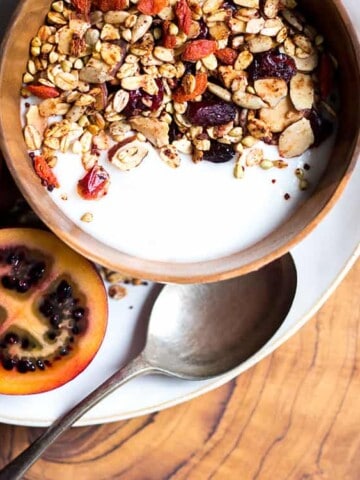 Eat your reds granola with beetroot and berries (vegan and gluten free).