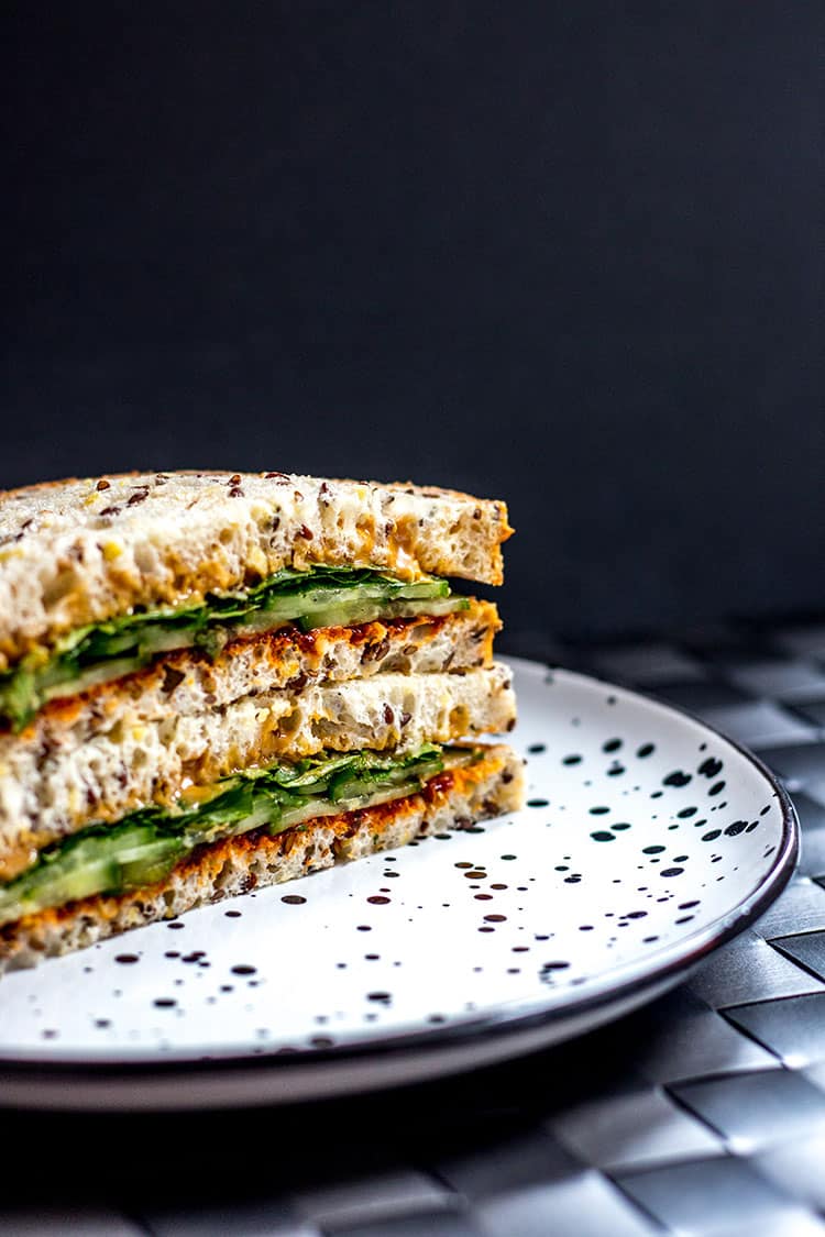 Crazy good gochujang and peanut butter sandwiches (vegan). 