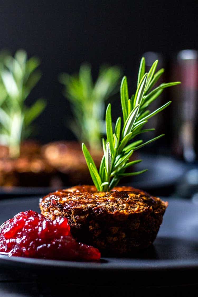 Little lentil loaf with mushrooms and sage (vegan and gluten free).