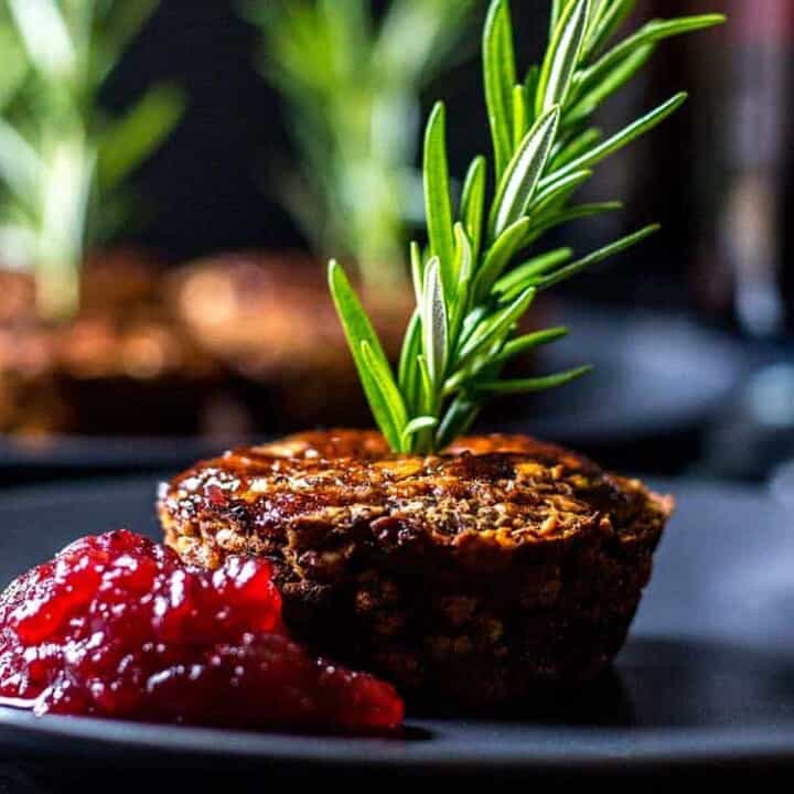 Little lentil loaf with mushrooms and sage.