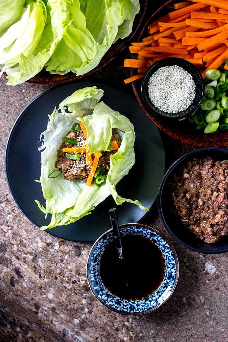 Oh mommy umami lettuce wraps from Fuss-Free Vegan: 101 Everyday Comfort Food Favorites, Veganized. (Vegan and gluten free). 