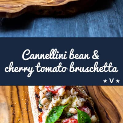An uncomplicated but delicious vegan bruschetta topping made with cannellini beans, cherry tomatoes, basil and capers. Get it on the table in under 10 minutes, and tick all the nutritional boxes too.