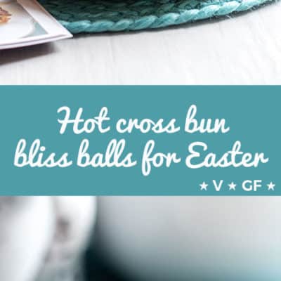 Healthy hot cross bun bliss balls for Easter, with all the same cozy flavours you're used to in a traditional bun (vegan and gluten free).