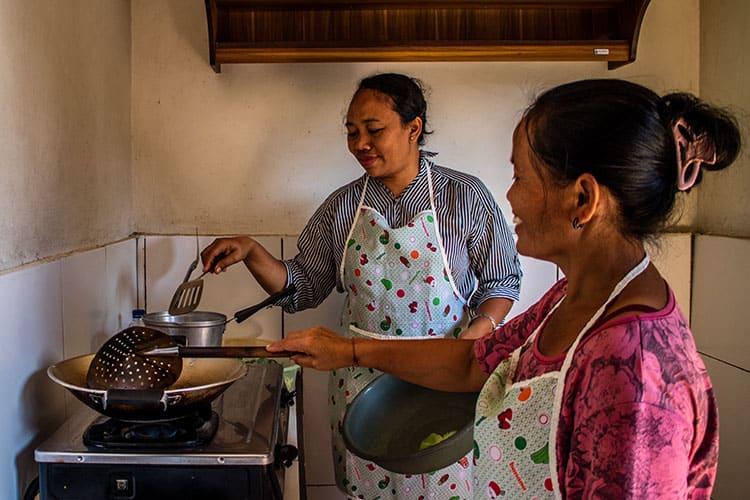 Putu and her sister in law, during a cooking class with Traveling Spoon. 