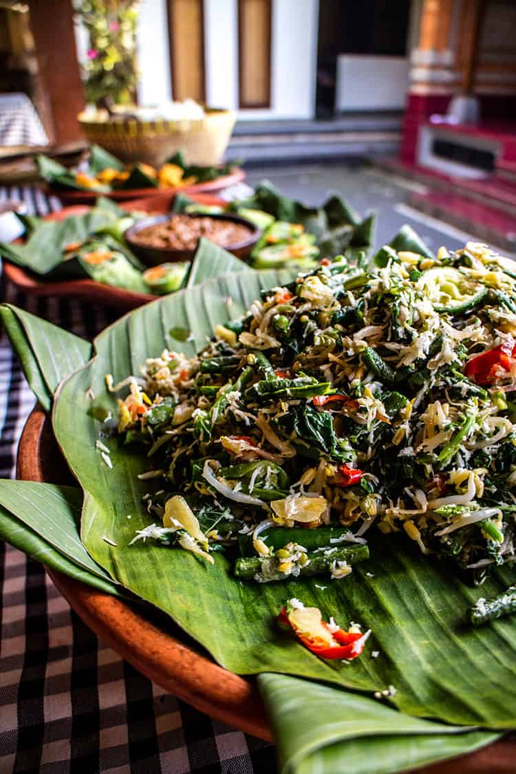Urab sayur served as part of a Balinese meal.