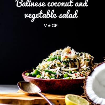 Urab sayur is a traditional Balinese salad made with blanched vegetables, grated coconut and a chilli-spiked dressing. Naturally vegan and gluten free, this salad is delicious served alongside curry and rice.