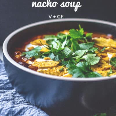 This Mexican-inspired black bean and corn vegan nacho soup is a crowd pleasing family meal with all the familiar flavours of a plate of nachos, but in soup form.