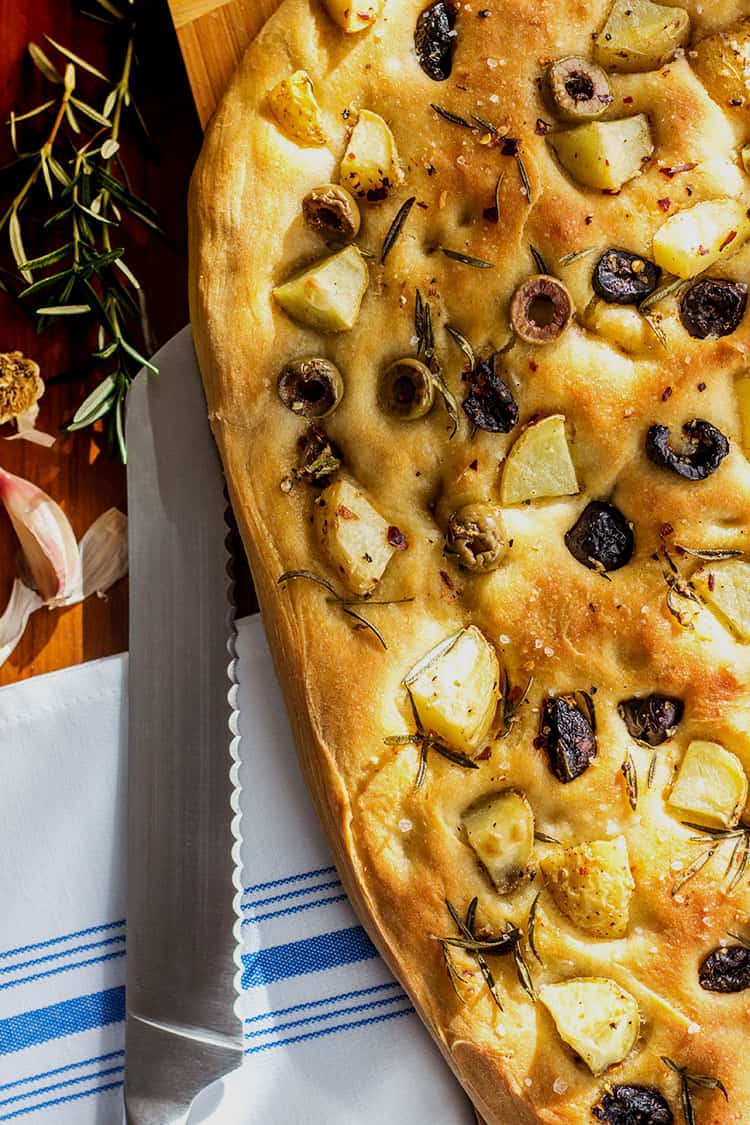 Home made potato foccacia, fresh out of the oven. 