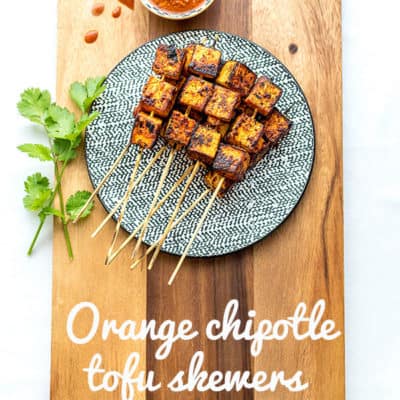 Orange chipotle tofu skewers are a step away from typical soy-based marinades, and the charred, caramelised cubes are just delicious in soft tacos or with your favourite salad. Vegan and gluten free.