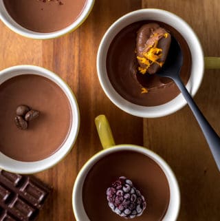 Vegan dark chocolate pots four ways.